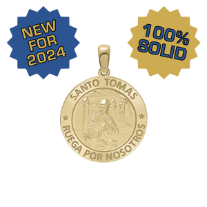 14K Gold Round Santo Tomás Medallion (3/4 inch)