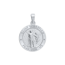 Load image into Gallery viewer, Sterling Silver Round Saint Sebastian Medallion (3/4 inch)
