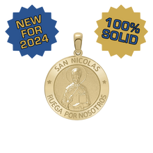 Load image into Gallery viewer, 14K Gold Round San Nicolás Medallion (3/4 inch)
