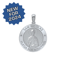 Load image into Gallery viewer, Sterling Silver Round San Nicolás Medallion (3/4 inch)
