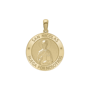 14K Gold Round San Nicolás Medallion (3/4 inch)