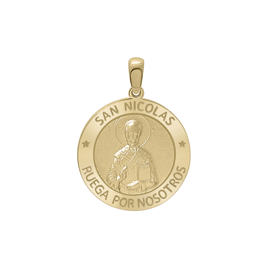 14K Gold Round San Nicolás Medallion (3/4 inch)