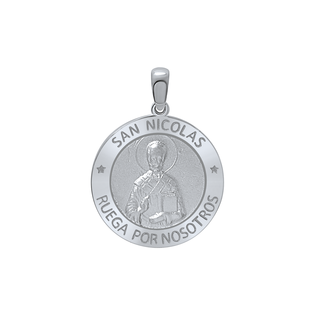 Sterling Silver Round San Nicolás Medallion (3/4 inch)