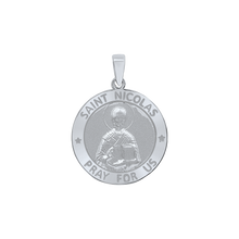 Load image into Gallery viewer, Sterling Silver Round Saint Nicolas Medallion (3/4 inch)
