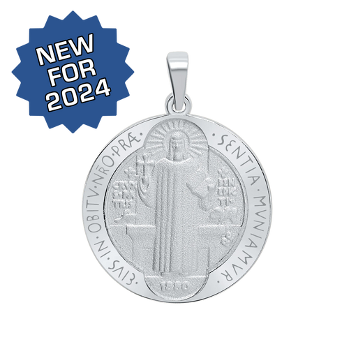 Sterling Silver Round Pope Benedict Medallion (1 inch)