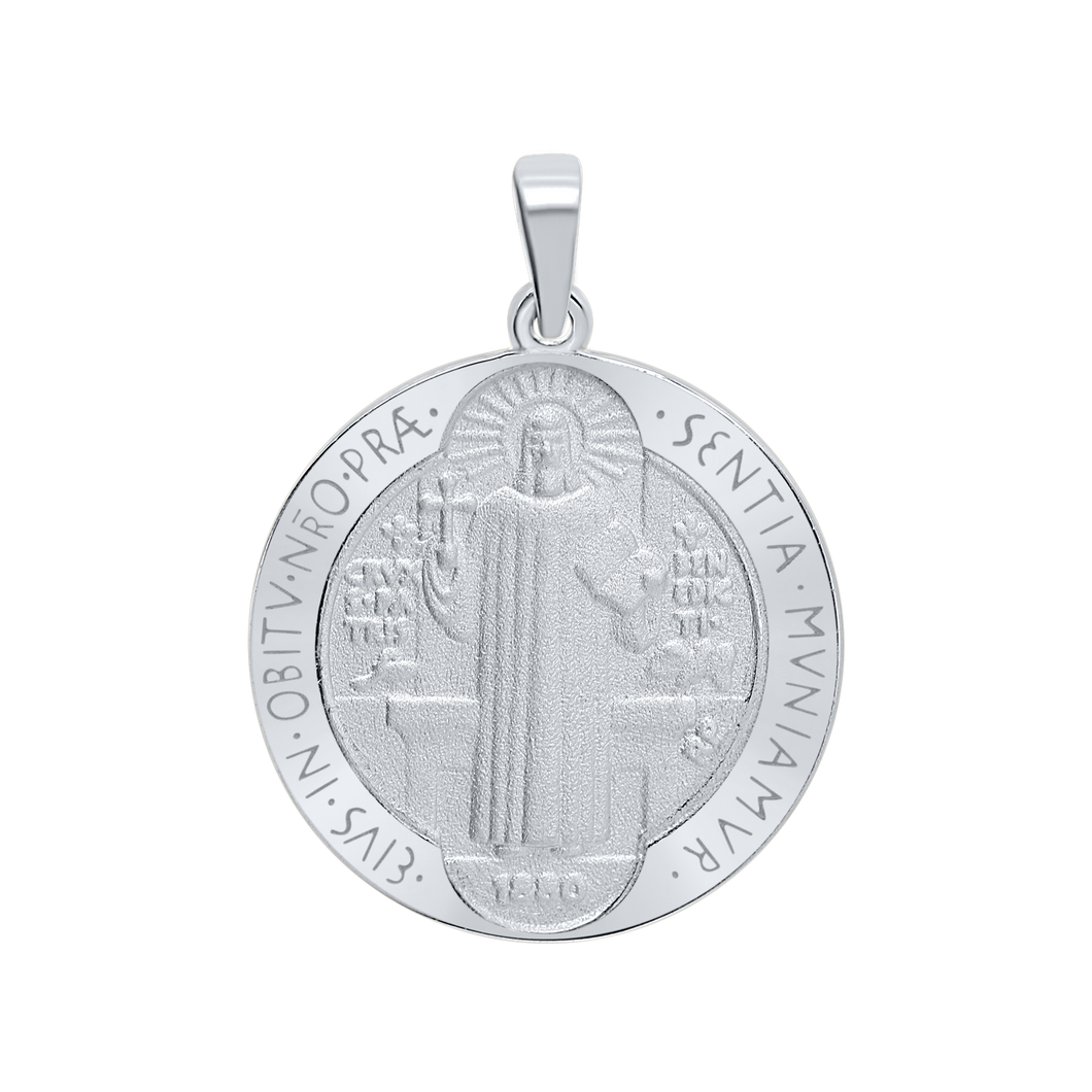 Sterling Silver Round Pope Benedict Medallion (1 inch)