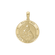 Load image into Gallery viewer, 14K Gold Round Padre Pio Medallion (3/4 inch)
