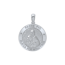 Load image into Gallery viewer, Sterling Silver Round Padre Pio Medallion (3/4 inch)
