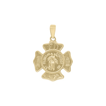 Load image into Gallery viewer, 14K Gold Saint Florian Shield Medallion (5/8 inch - 1 inch)
