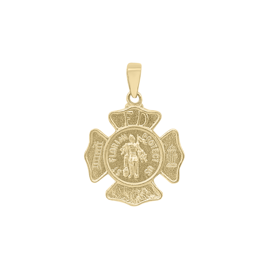 14K Gold Saint Florian Shield Medallion (5/8 inch - 1 inch)