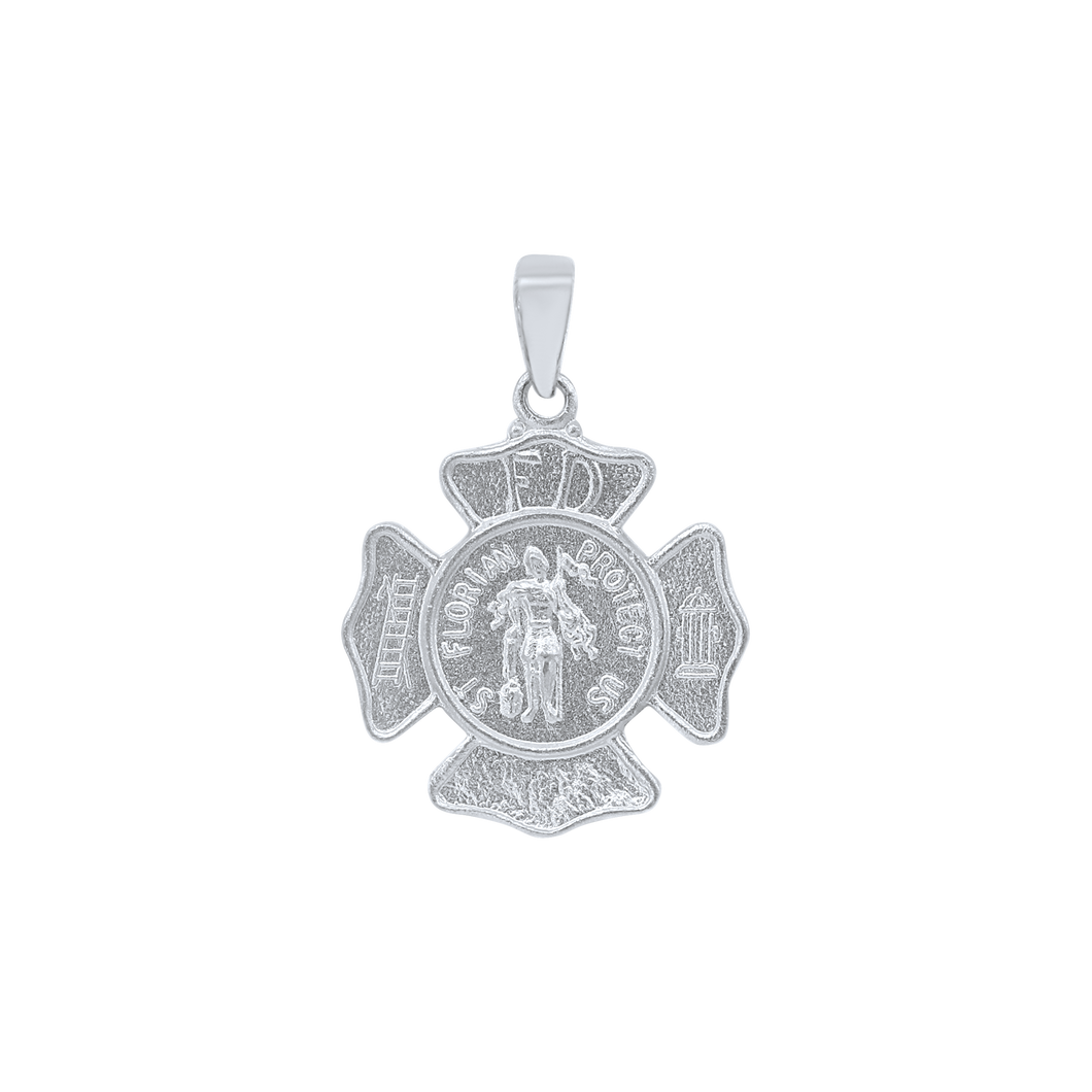 Sterling Silver Saint Florian Shield Medallion (5/8 inch - 1 inch)