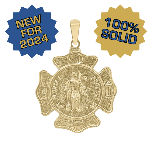 14K Gold Saint Florian Shield Medallion (5/8 inch - 1 inch)