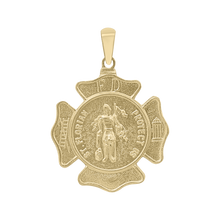 Load image into Gallery viewer, 14K Gold Saint Florian Shield Medallion (5/8 inch - 1 inch)
