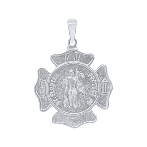 Sterling Silver Saint Florian Shield Medallion (5/8 inch - 1 inch)