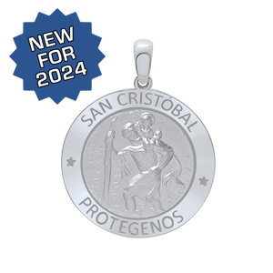 Sterling Silver Round San Cristóbal Medallion (1 inch)