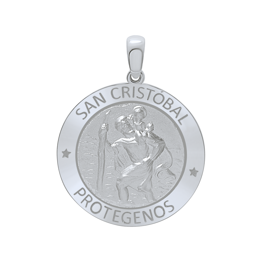 Sterling Silver Round San Cristóbal Medallion (1 inch)