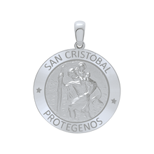 Load image into Gallery viewer, Sterling Silver Round San Cristóbal Medallion (1 inch)
