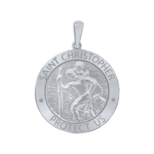 Load image into Gallery viewer, Sterling Silver Round Saint Christopher Medallion (5/8 inch - 1 inch)
