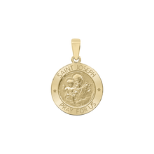 Load image into Gallery viewer, 14K Gold Round Saint Joseph Medallion (5/8 inch - 1 inch)
