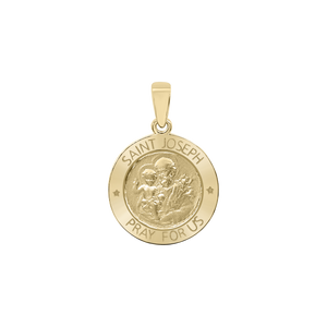 14K Gold Round Saint Joseph Medallion (5/8 inch - 1 inch)