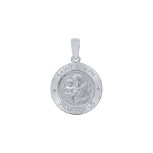 Load image into Gallery viewer, Sterling Silver Round Saint Joseph Medallion (5/8 inch - 1 inch)
