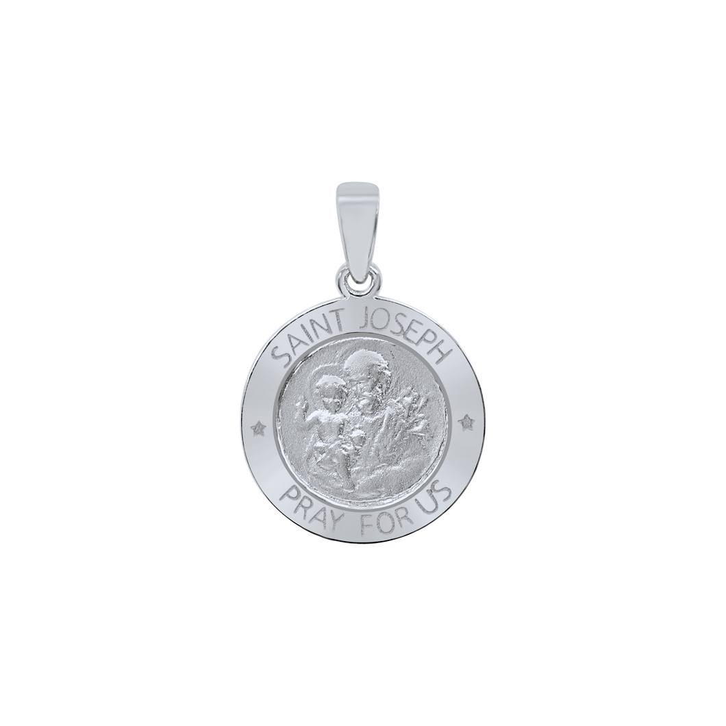 Sterling Silver Round Saint Joseph Medallion (5/8 inch - 1 inch)