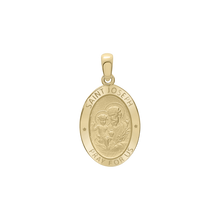 Load image into Gallery viewer, 14K Gold Oval Saint Joseph Medallion (3/4 inch - 7/8 inch)
