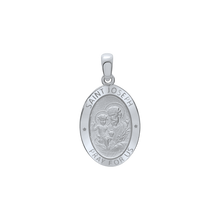 Load image into Gallery viewer, Sterling Silver Oval Saint Joseph Medallion (3/4 inch - 7/8 inch)
