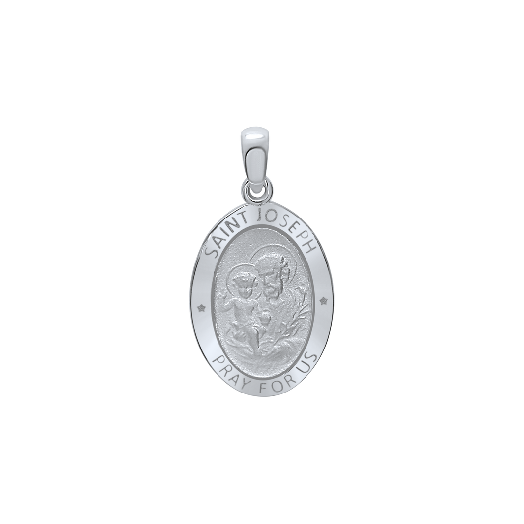 Sterling Silver Oval Saint Joseph Medallion (3/4 inch - 7/8 inch)
