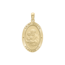 Load image into Gallery viewer, 14K Gold Oval Saint Joseph Medallion (3/4 inch - 7/8 inch)
