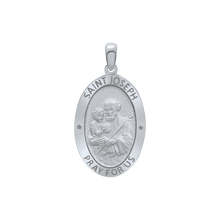 Load image into Gallery viewer, Sterling Silver Oval Saint Joseph Medallion (3/4 inch - 7/8 inch)
