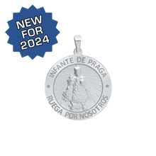 Load image into Gallery viewer, Sterling Silver Round Infante de Praga Medallion (3/4 inch)
