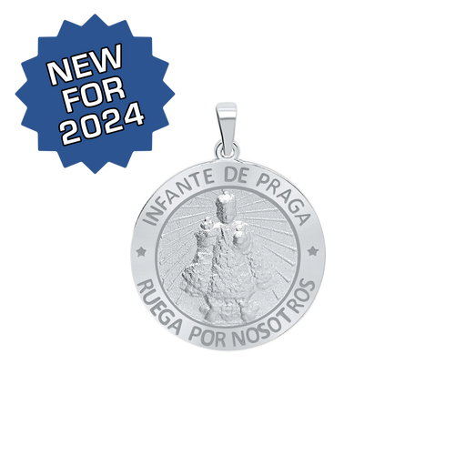 Sterling Silver Round Infante de Praga Medallion (3/4 inch)