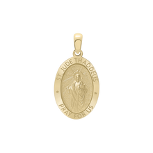 Load image into Gallery viewer, 14K Gold Oval Saint Jude Thaddeus Medallion (3/4 inch - 7/8 inch)
