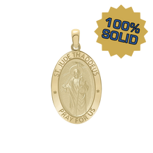 Load image into Gallery viewer, 14K Gold Oval Saint Jude Thaddeus Medallion (3/4 inch - 7/8 inch)
