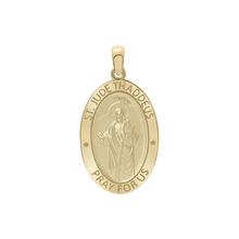 Load image into Gallery viewer, 14K Gold Oval Saint Jude Thaddeus Medallion (3/4 inch - 7/8 inch)
