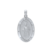 Load image into Gallery viewer, Sterling Silver Oval Saint Jude Thaddeus Medallion (3/4 inch - 7/8 inch)
