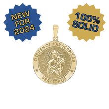 Load image into Gallery viewer, 14K Gold Round Queen of the Holy Scapular Medallion (3/4 inch)
