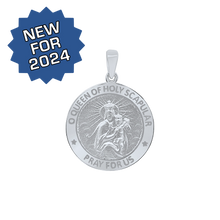 Load image into Gallery viewer, Sterling Silver Round Queen of the Holy Scapular Medallion (3/4 inch)

