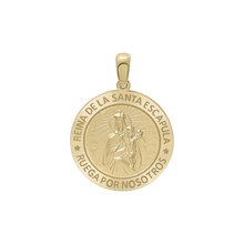 Load image into Gallery viewer, 14K Gold Round Reina del el Santo Escápulario Medallion (3/4 inch)
