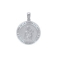 Load image into Gallery viewer, Sterling Silver Round Reina del el Santo Escápulario Medallion (3/4 inch)
