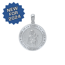 Load image into Gallery viewer, Sterling Silver Round Reina del el Santo Escápulario Medallion (3/4 inch)
