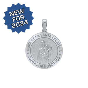 Sterling Silver Round Reina del el Santo Escápulario Medallion (3/4 inch)