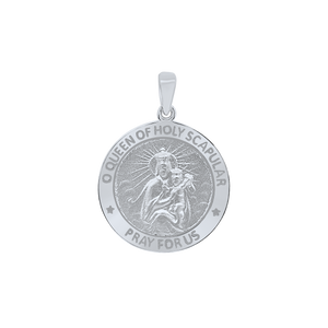 Sterling Silver Round Queen of the Holy Scapular Medallion (3/4 inch)