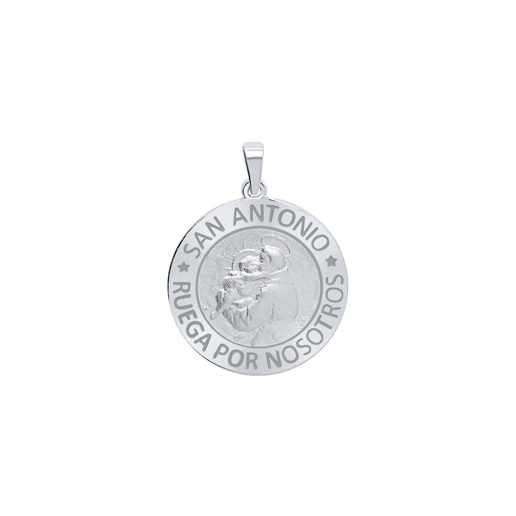 Sterling Silver Round San Antonio Medallion (5/8 inch - 1 inch)