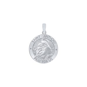 Sterling Silver Round Saint Anthony Medallion (5/8 inch - 1 inch)