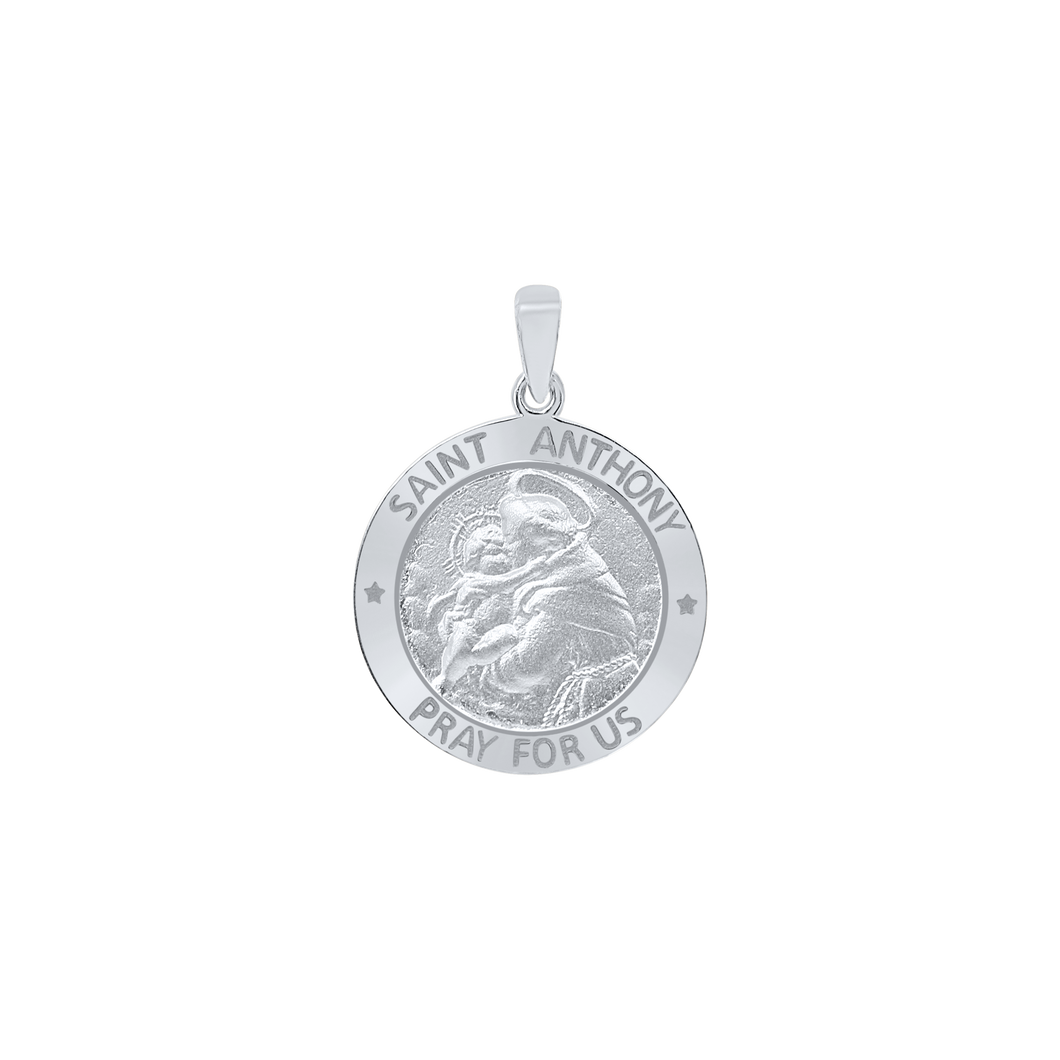 Sterling Silver Round Saint Anthony Medallion (5/8 inch - 1 inch)