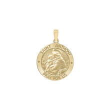 Load image into Gallery viewer, 14K Gold Round Saint Anthony Medallion (5/8 inch - 3/4 inch)
