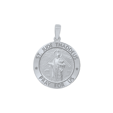 Load image into Gallery viewer, Sterling Silver Round Saint Jude Thaddeus Medallion (3/4 inch - 1 inch)
