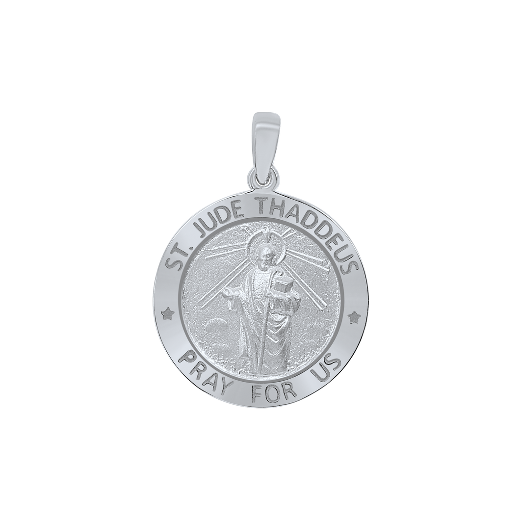 Sterling Silver Round Saint Jude Thaddeus Medallion (3/4 inch - 1 inch)